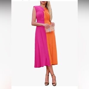 Cayro measures small Vibrant Pink and Orange Women's Dress
